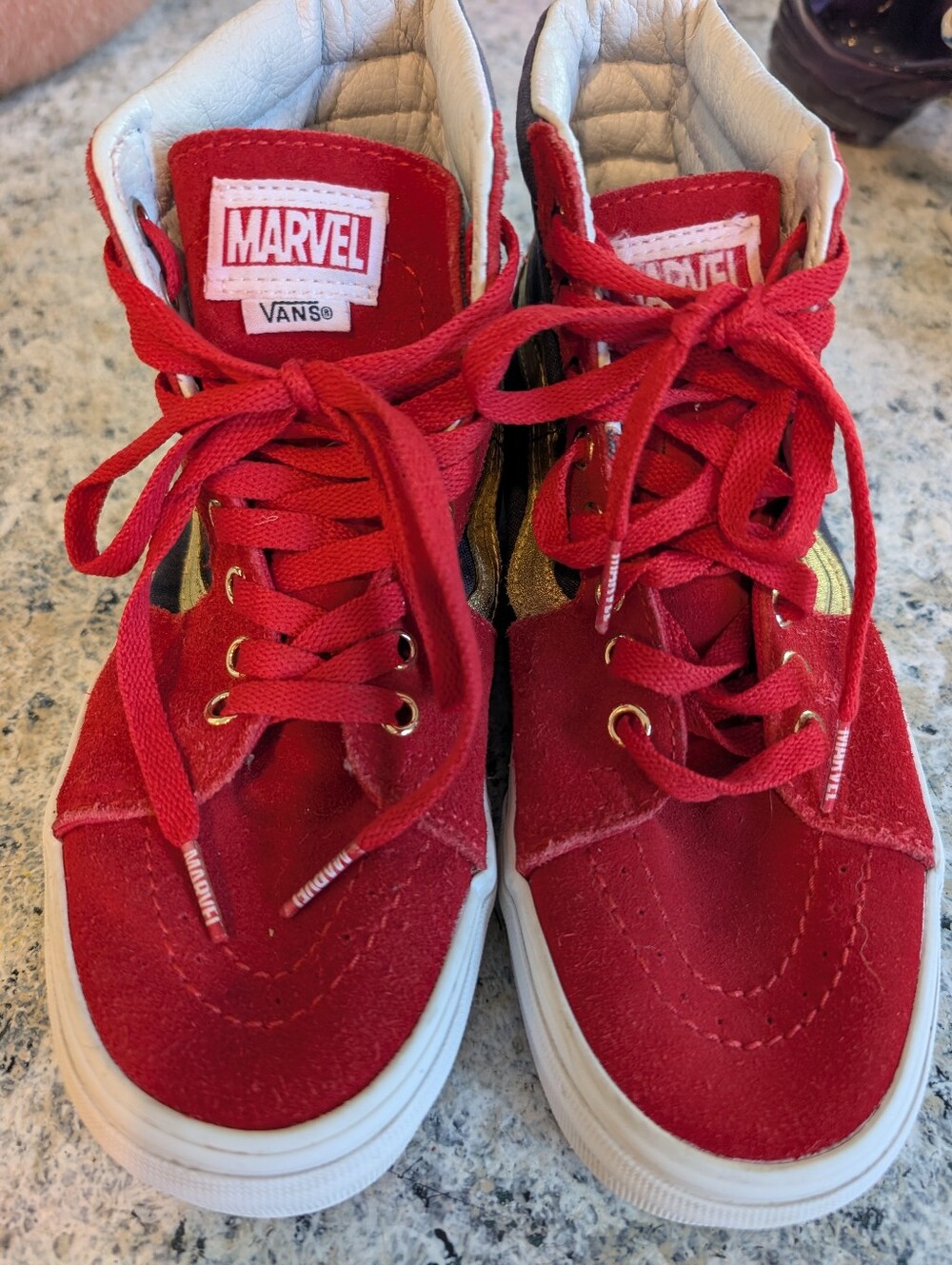 Vans Marvel Red Suede, Blue, Gold High-Top Sneakers. Women's 7/Men's 5.5. - Picture 2 of 7